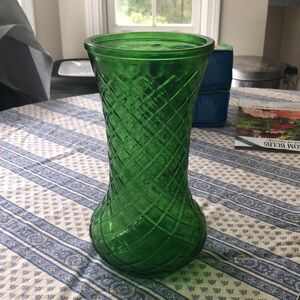 Vintage green glass vase